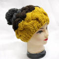 Women Warm Beanie Crocheted Knitted Hat with Pompom